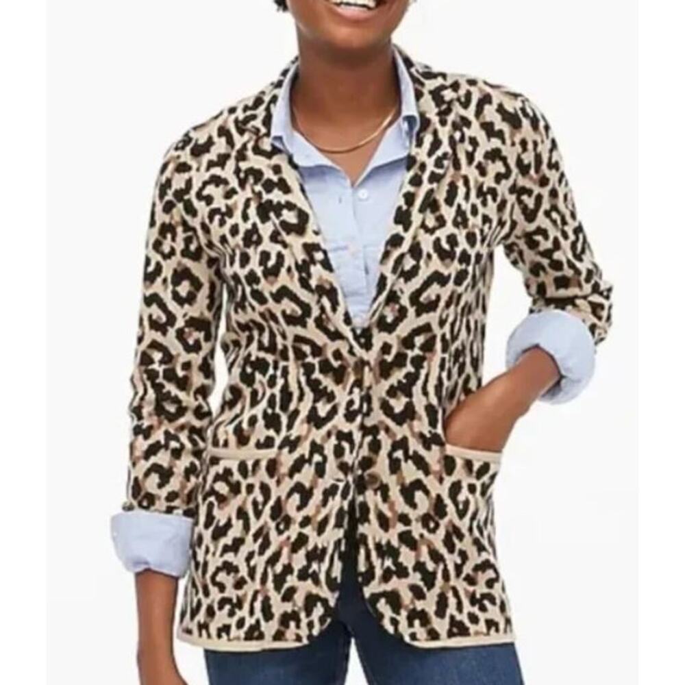 J.Crew Women’s Estimated Size S Leopard Print Sweater Blazer Office Comfort
